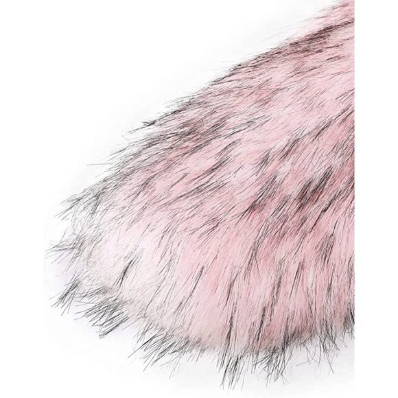 𝅺🆕 Luxury Vegan Fur Collar Wrap Winter Cloak Bridal Wedding Cover Up SOFT PINK👑 - Picture 4 of 6